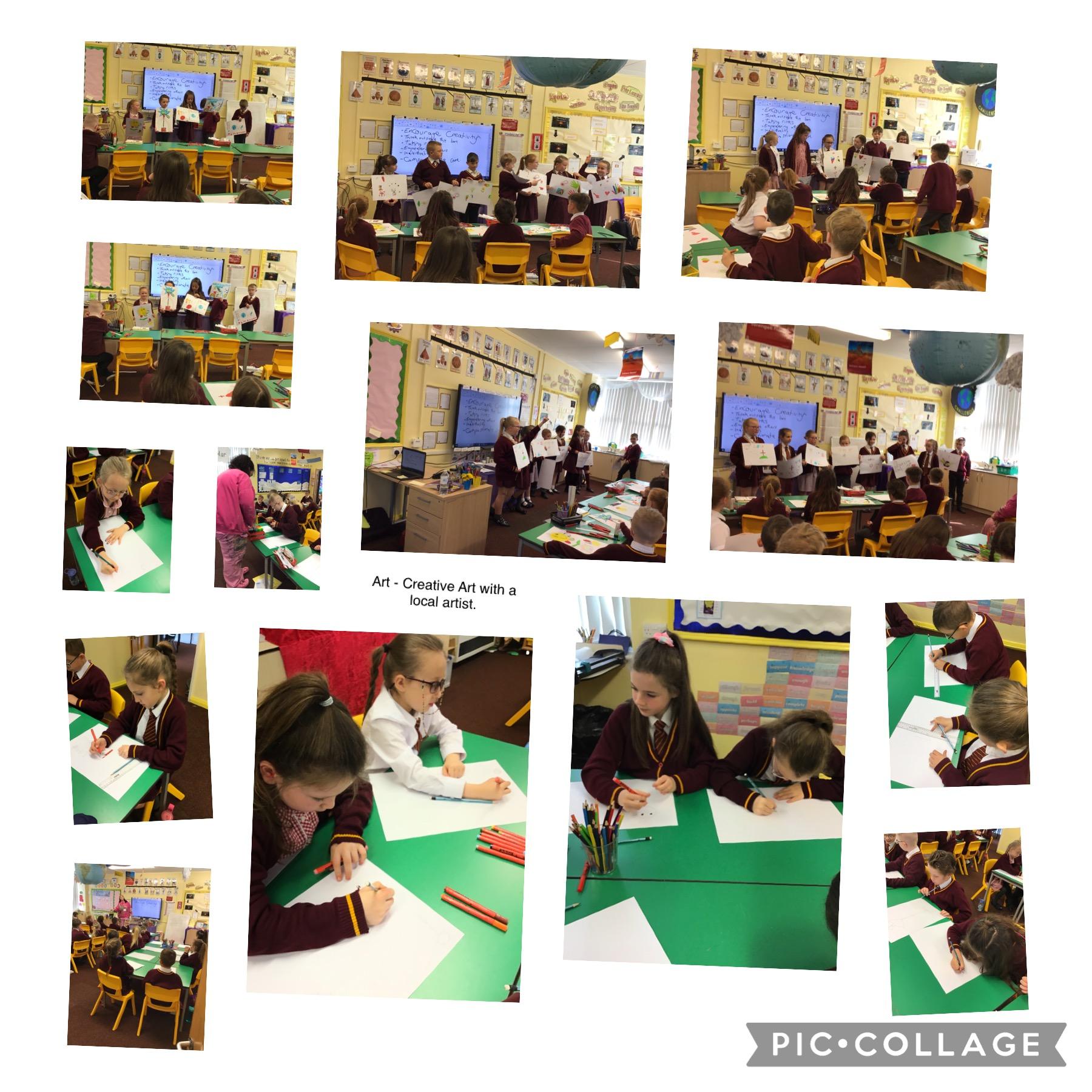 Y3 working creatively with local artist. 