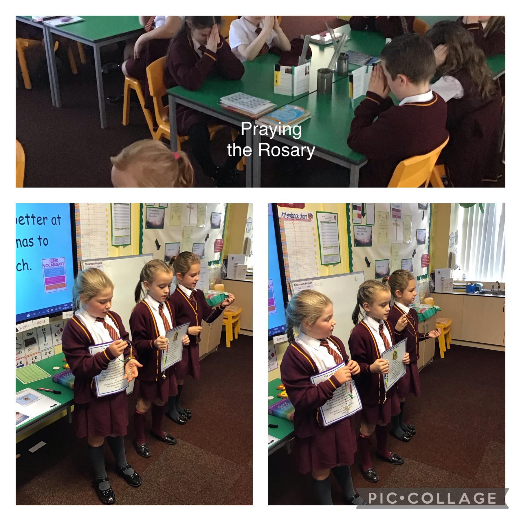 Y3 Prayer Monitors leading the Rosary during the month of October.