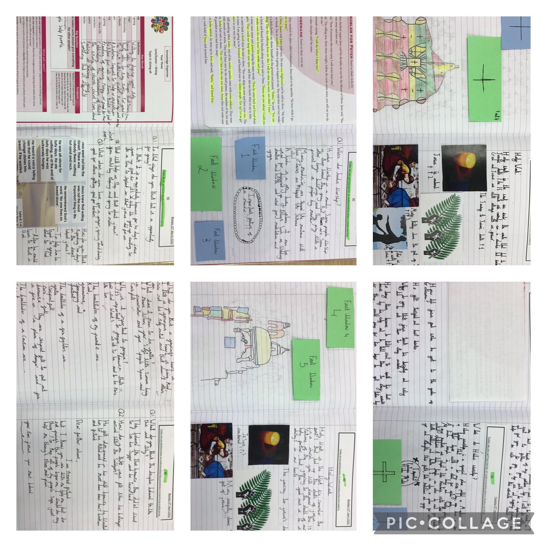 Selection of learning from the Y3 curriculum looking at lent and our alternative faith.