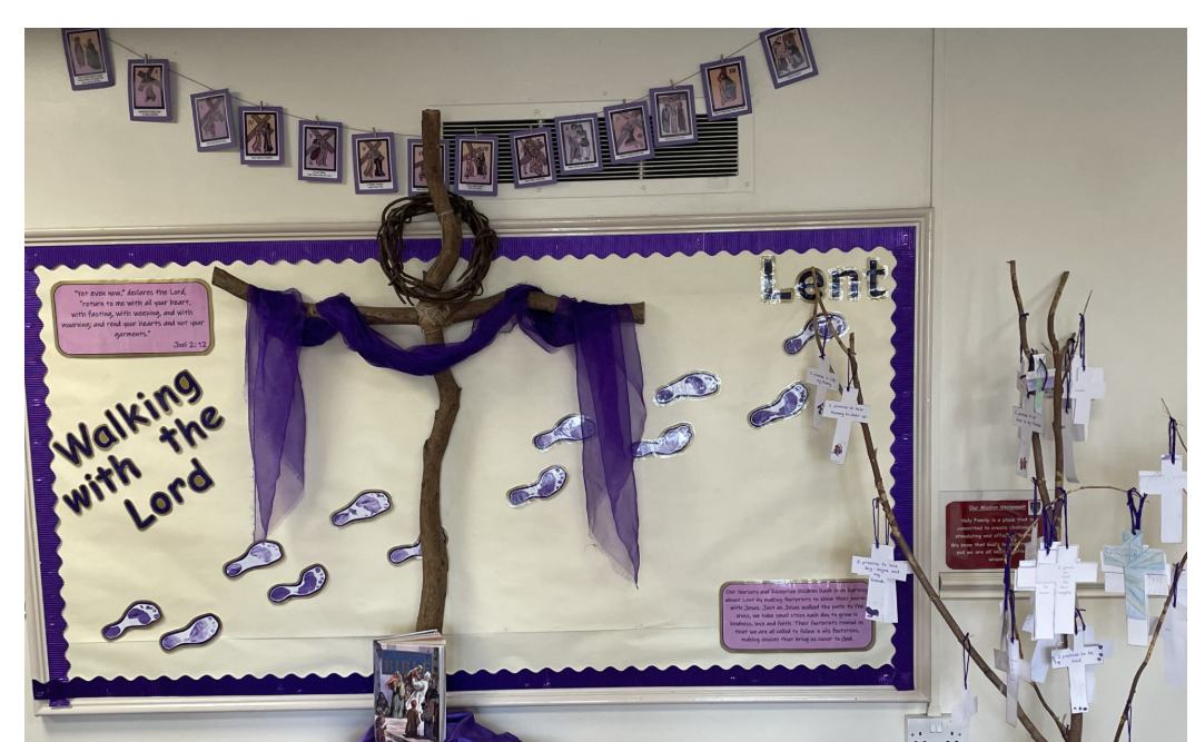 Our beautiful 'Walking with the Lord' entrance display to mark the start of Lent.
