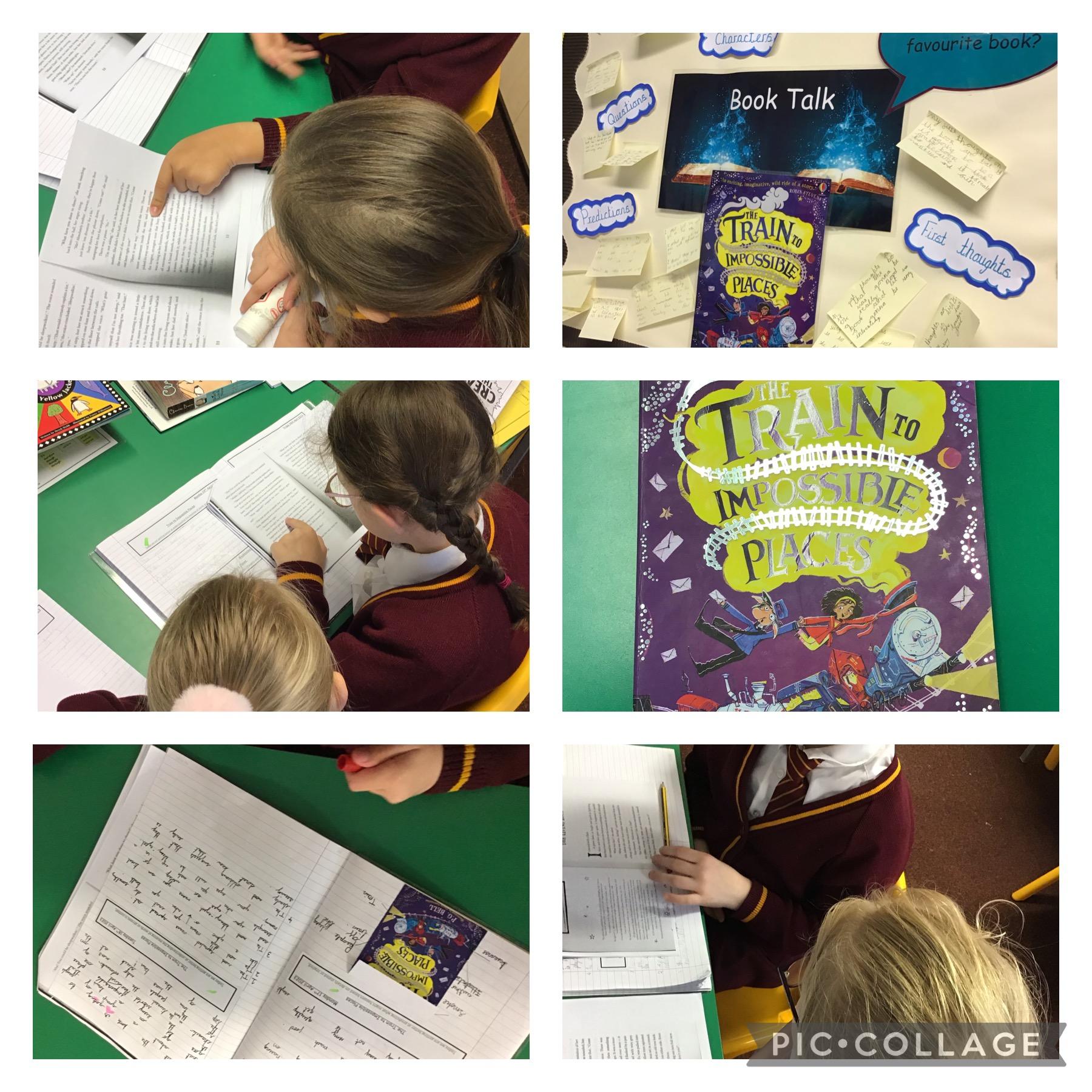 Y3 exploring our new class novel - The Train To Impossible Places. 