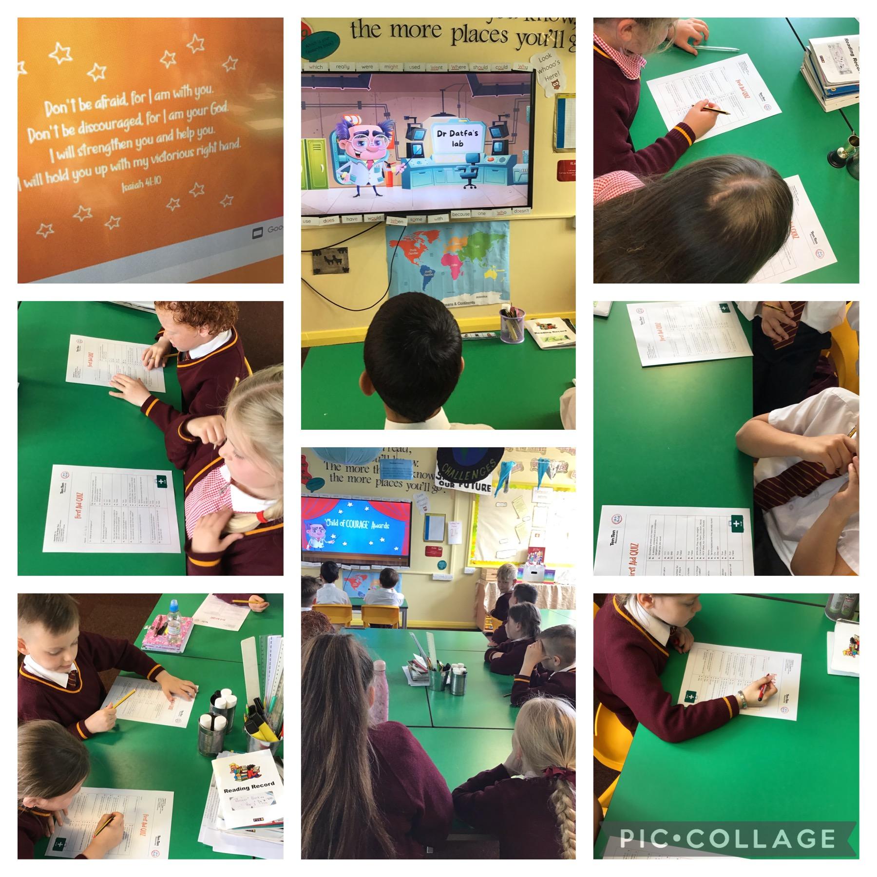 Y3 looking at the basics of first aid.