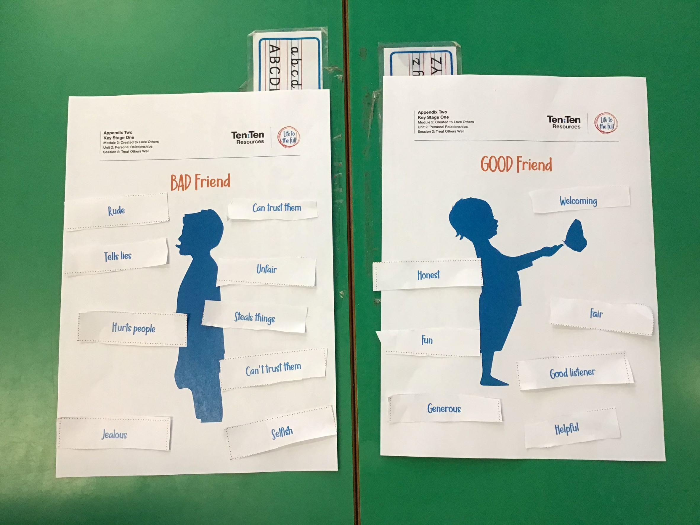 Together we identified the qualities needed to make a good friend.